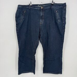 Avenue Jeans Womens Dark Wash Cropped Capris Size 26 Zipper Pockets